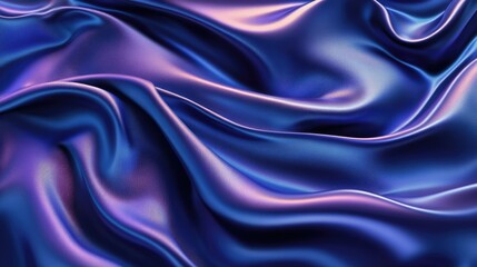 Fototapeta premium A close-up of luxurious, flowing silk fabric in deep blue and purple hues, creating a rich, elegant texture.