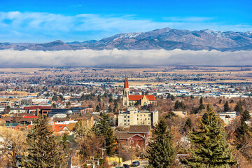 City panorama of Helena, MT with Cathedral of St Helena