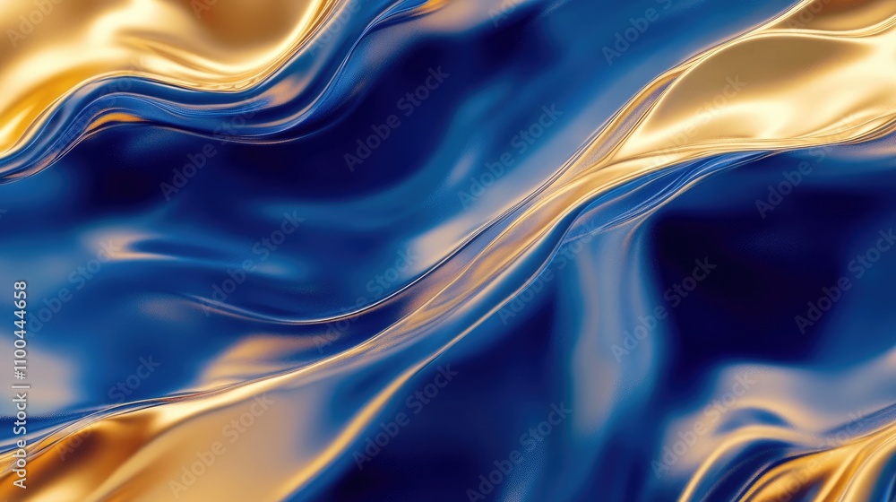 Aufkleber a dynamic wave pattern of blue and gold, creating a luxurious and elegant feel.