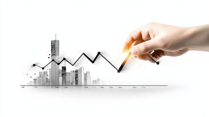 Hand-drawn line chart with upward trend, depicting business success on a white background.