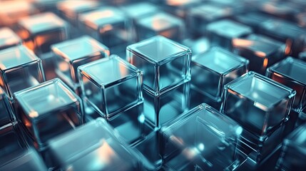 Fototapeta premium Abstract representation of transparent glass cubes creating a visually striking, modern aesthetic.