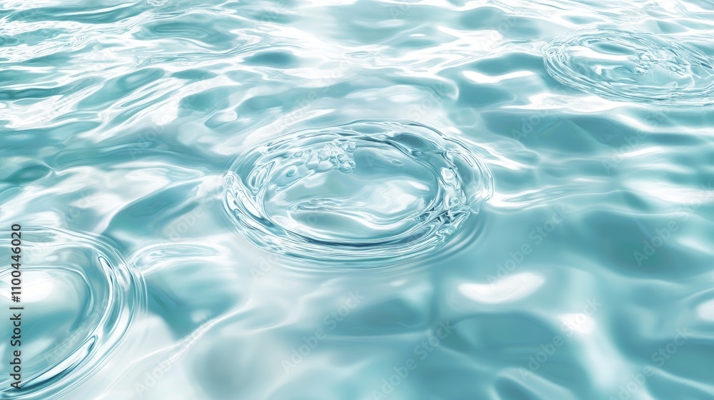 Poster rippling water surface with bubbles creating a serene and calming effect.