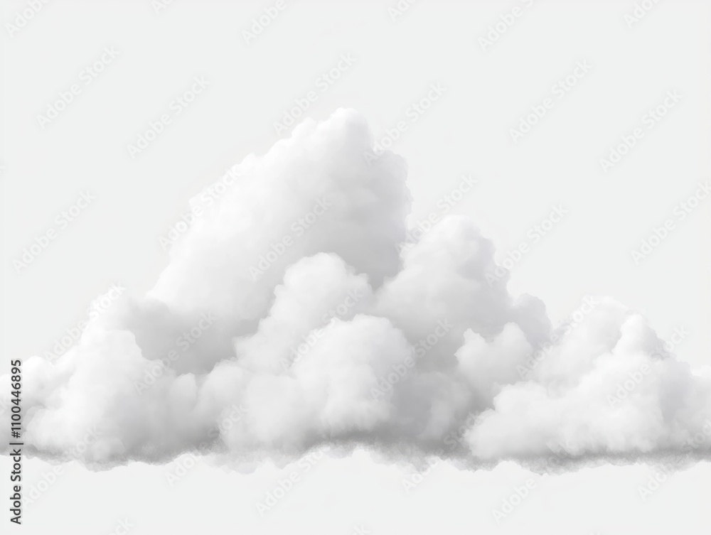 Aufkleber fluffy white clouds float across clear sky. 3d render creates realistic fluffy cloud shapes. cloud s