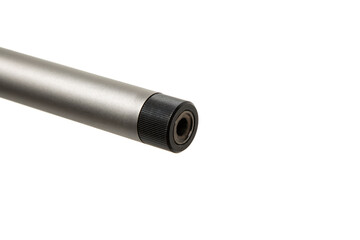 Precision rifle with a modular design, featuring an adjustable stock, tactical grip, sleek...
