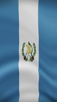 Guatemala Waving Flag in Vertical Orientation. Realistic Flag Animation. Seamless Loop Background.	