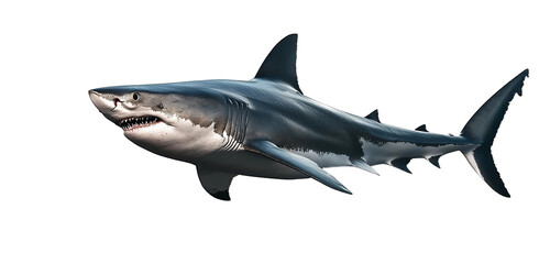 Fototapeta premium Shark on white transparent background. 