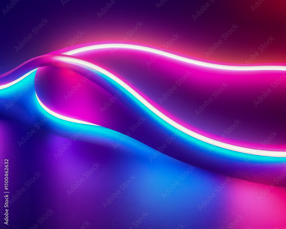 Poster vibrant neon light waves creating a colorful abstract background