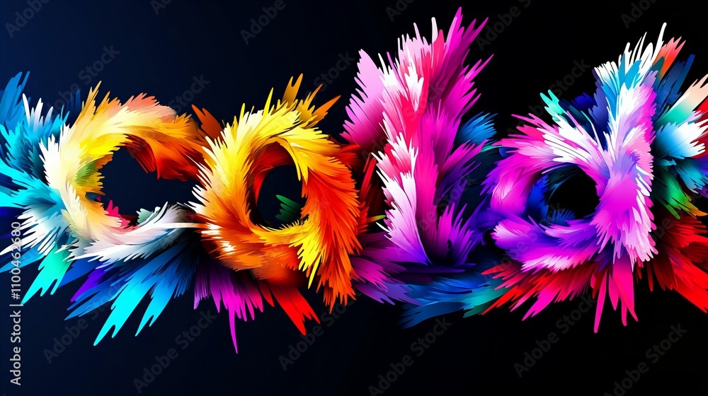 Poster vibrant colorful abstract art with dynamic swirling patterns in bright hues.