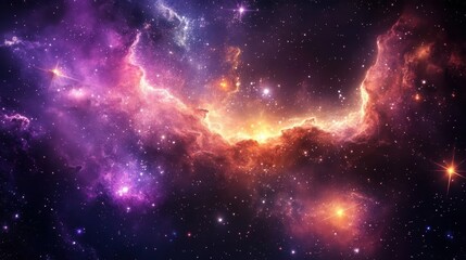 Obraz premium Glowing neon stars floating in a dense cosmic field with swirling nebulae