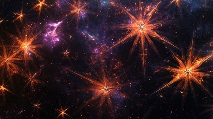 Fototapeta premium Vibrant star wallpaper showcasing glowing neon clusters in cosmic space