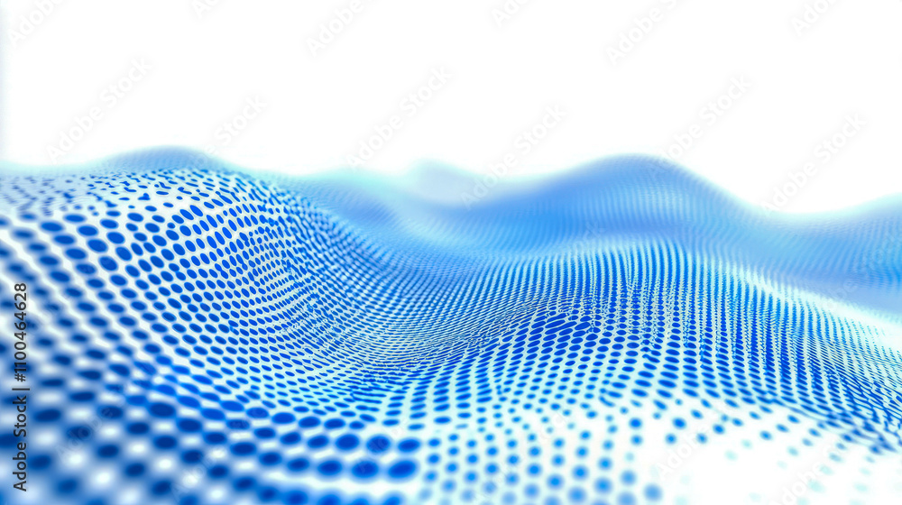 Poster abstract blue wave pattern with dotted halftone design