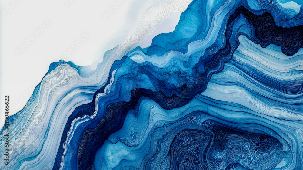 Aufkleber abstract blue wave pattern with swirling lines and textures on white background