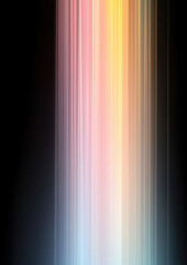 Obraz premium Vertical multicoloured light beams on a black background, blending soft pastel hues into a dreamy and futuristic aesthetic.