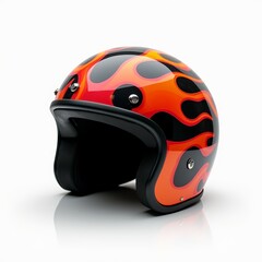 Fototapeta premium Flame Motorcycle Helmet on White Background