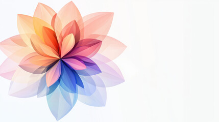 Obraz premium A radiant abstract flower design with overlapping petals in vibrant gradient hues, blending art with modern design.