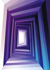 Fototapeta premium A vibrant abstract spiral tunnel in teal and purple, creating a sense of depth and motion with dynamic gradients.