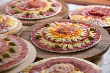 food gourmet, cheese, ham and dinner