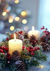 Christmas wreath with candles.