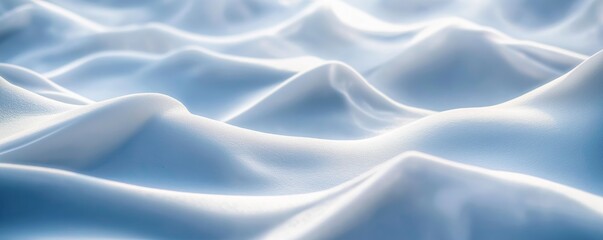 Obraz premium Closeup view of snow dunes. Soft curves, textures of winter. Natural beauty of landscape. Winter wonderland scene. Frozen landscape detail. Scenic winter landscape. Nature art. Creative snow patterns.