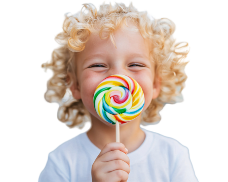 a child holding a lollipop