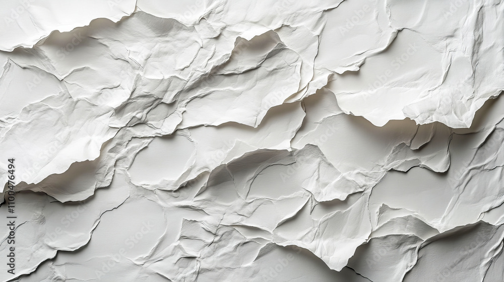 Poster abstract textured white paper layers creating a 3d illusion