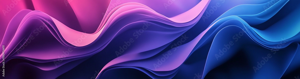 Poster colorful abstract fabric waves in shades of pink and blue create a soothing visual experience in a m