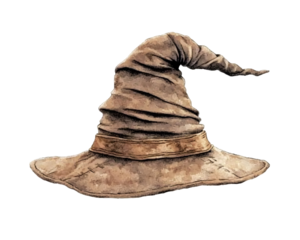 a brown hat with a pointed top