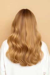 Naklejka premium Wavy blonde hair fashion on caucasian female adult back view