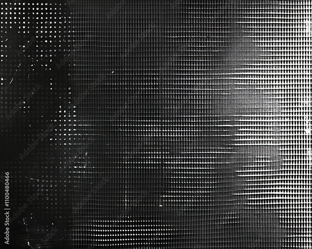 Poster abstract black and white grid pattern with dotted texture and light effects