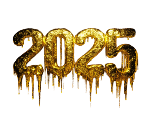 gold numbers dripping from a gold object