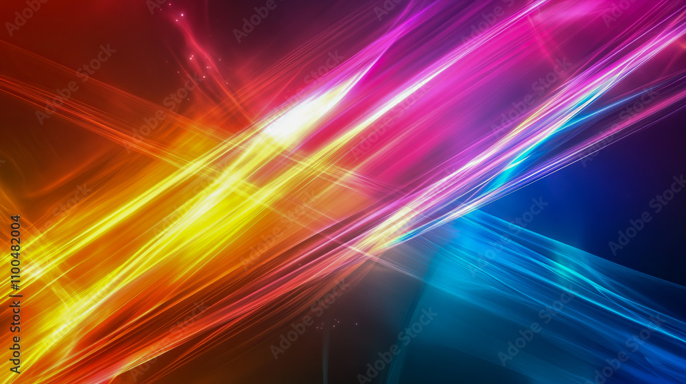 Poster vibrant abstract light streaks in multicolor spectrum and dynamic motion
