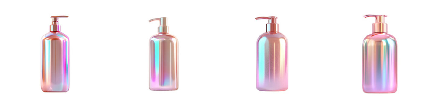 Set of Blank cosmetics bottles Isolated on a transparent background, PNG file