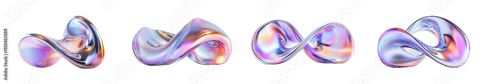 Poster abstract colorful 3d objects isolated on a transparent background, png file