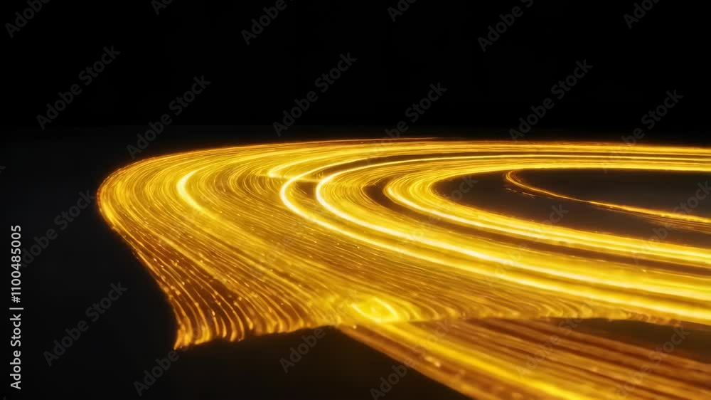 Aufkleber pulsating streams of golden energy radiate outward in circular waves, creating a continuous loop tha