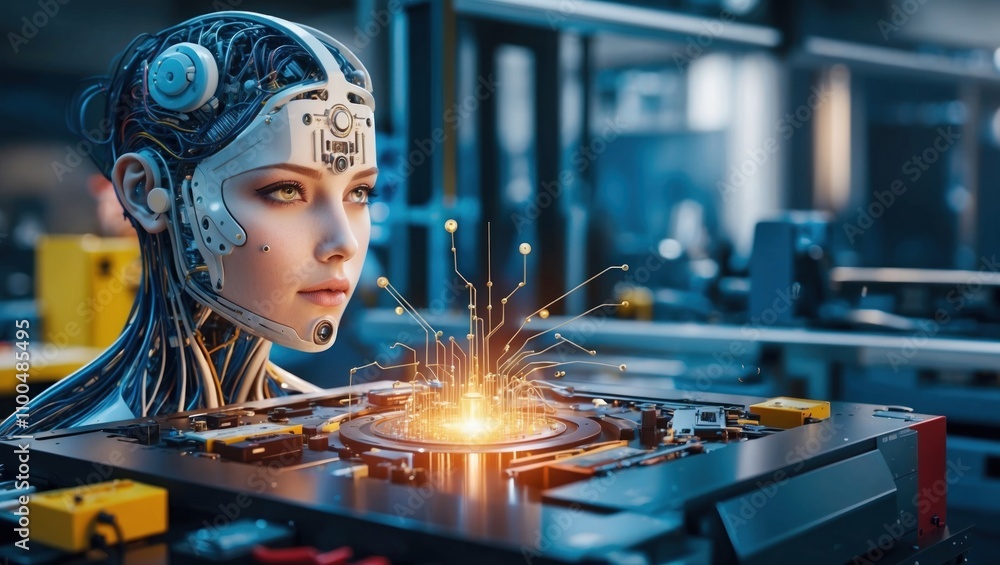 Poster the use of artificial intelligence in factories