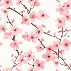 Fototapeta premium Delicate Pink Cherry Blossom Floral Pattern