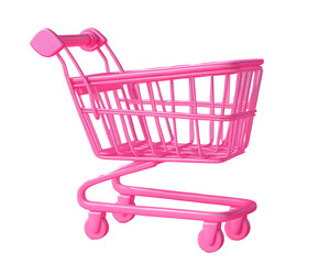 a pink shopping cart with wheels