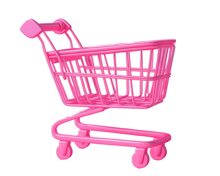 a pink shopping cart with wheels