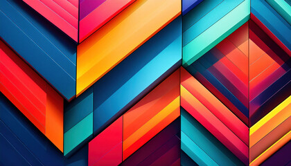 Fototapeta premium A vibrant geometric design with bold, sharp angles and contrasting colors, creating a dynamic and eye-catching visual that plays with form and space in a modern, abstract style.