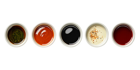 Set of sauces isolated on a transparent background, PNG file
