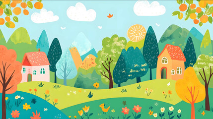 background for packaging childrens goods funny in the style of handdrawn animation