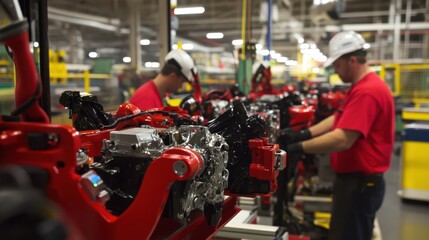 Robotic arms meticulously assembling components in an industrial setting, highlighting precision, efficiency, and the future of manufacturing technology.