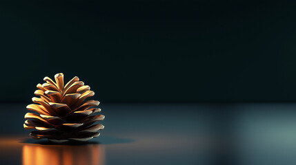 Obraz premium golden pine cone, focused, powerpoint background
