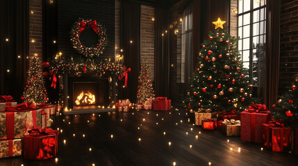 powerpoint background, christmas, decor in bright white lines, pine cone, ornaments, light dark canvas, empty in the middle