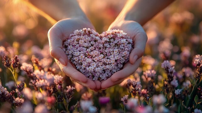 Image on elderly care, using pastel lavender, beige, and soft blue; with icons of heart, hands, and family in a gentle, warm design to emphasize support and kindness - Powered by Adobe