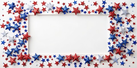Obraz premium Patriotic Star Frame - Red, White, and Blue Stars on White Background, Independence Day , 4th of July, American Flag, Stars and Stripes