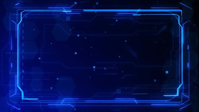 Window box border frame scifi hologram panel Virtual reality display technology future interface HUD graphics HUD viewfinder. Futuristic Artificial intelligent Animation. Frame border HUD element.