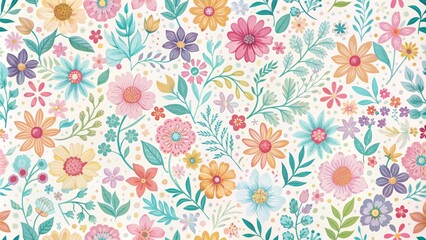 Vibrant Floral Pattern with Watercolor Flowers and Leaves, floral , botanical , pattern , wallpaper