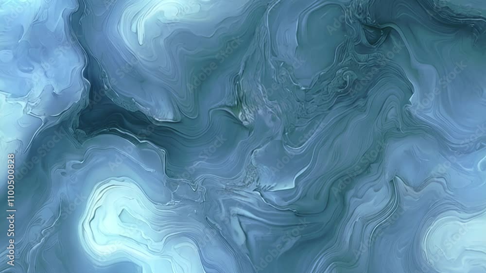 Fototapete Digital animation in blues with layered swirling patterns. Soft lines and color transitions create a sense of depth