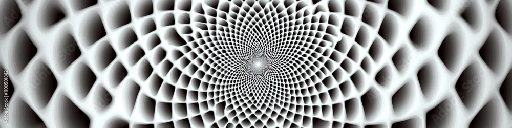 Poster abstract geometric pattern with a repeating, radial grid-like design. concept of symmetry and depth 